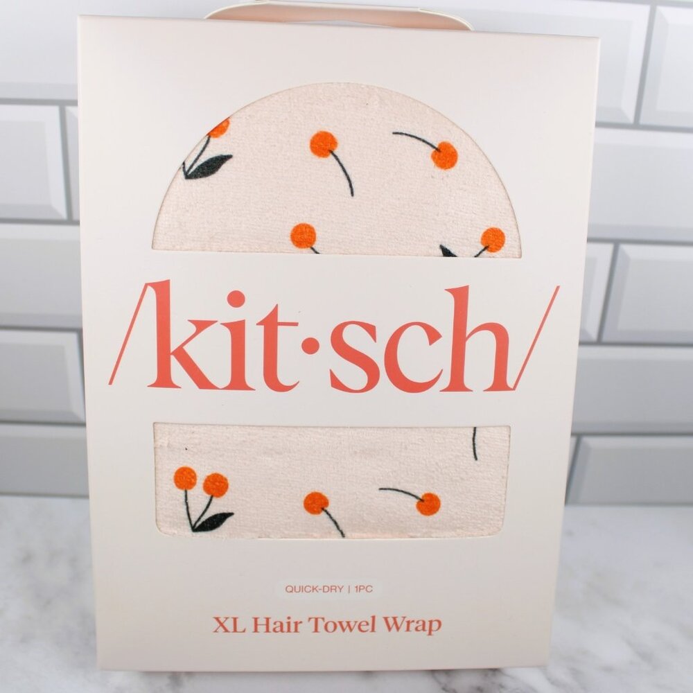 Kitsch XL Hair Towel Wrap Cherry Print Quick Dry Ultra Absorbent NEW in BOX